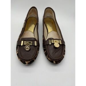 Michael Kors Women's Hamilton Loafer Leopard Calf Hair And Brown Leather, 9M